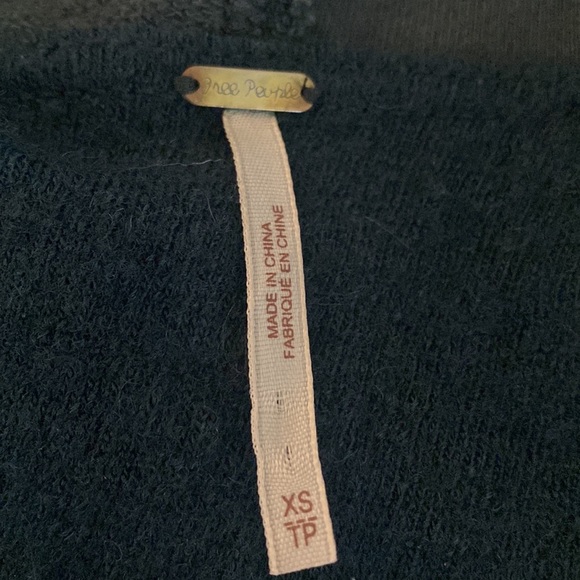 Free People teal wool blended waterfall wrap hoodie zippered front chic jacket - Picture 13 of 16